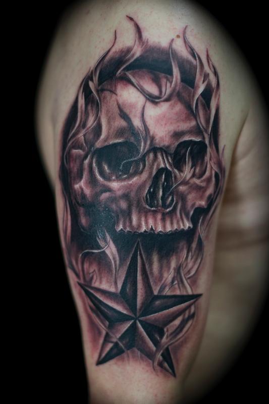 Tattoos - Skull and Nor Cal Star filagree - 72861